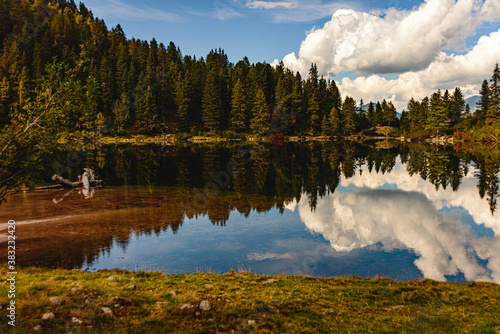 Fototapeta Naklejka Na Ścianę i Meble -  Landscape of lake on mountain in southtirol