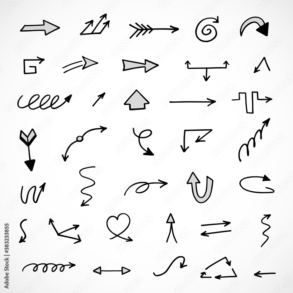 Vector set of hand-drawn arrows, elements for presentation Vector set of hand-drawn arrows, elements for presentation