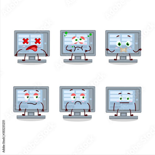 Among us monitor cartoon character with nope expression