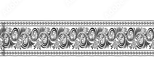 Vector border of flowers and plant elements in Russian style