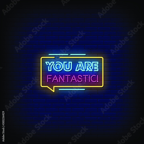 You Are Fantastic Neon Signs Vector