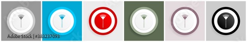 Rake, gradening too icon set, colorful flat design vector illustrations in 6 options for web design and mobile applications