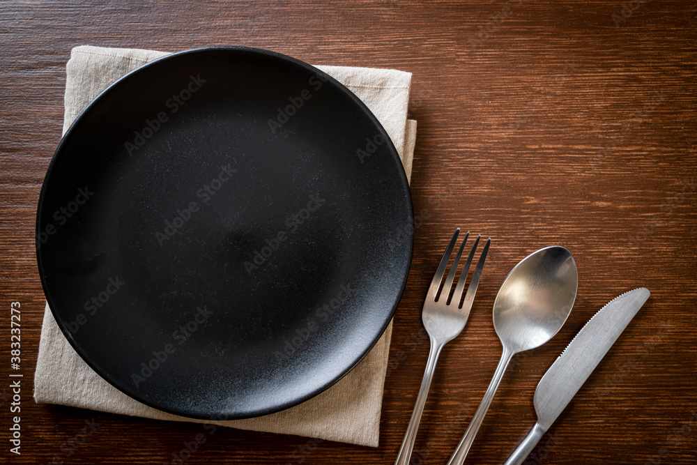 empty plate or dish with knife, fork and spoon empty plate or dish with knife, fork and spoon