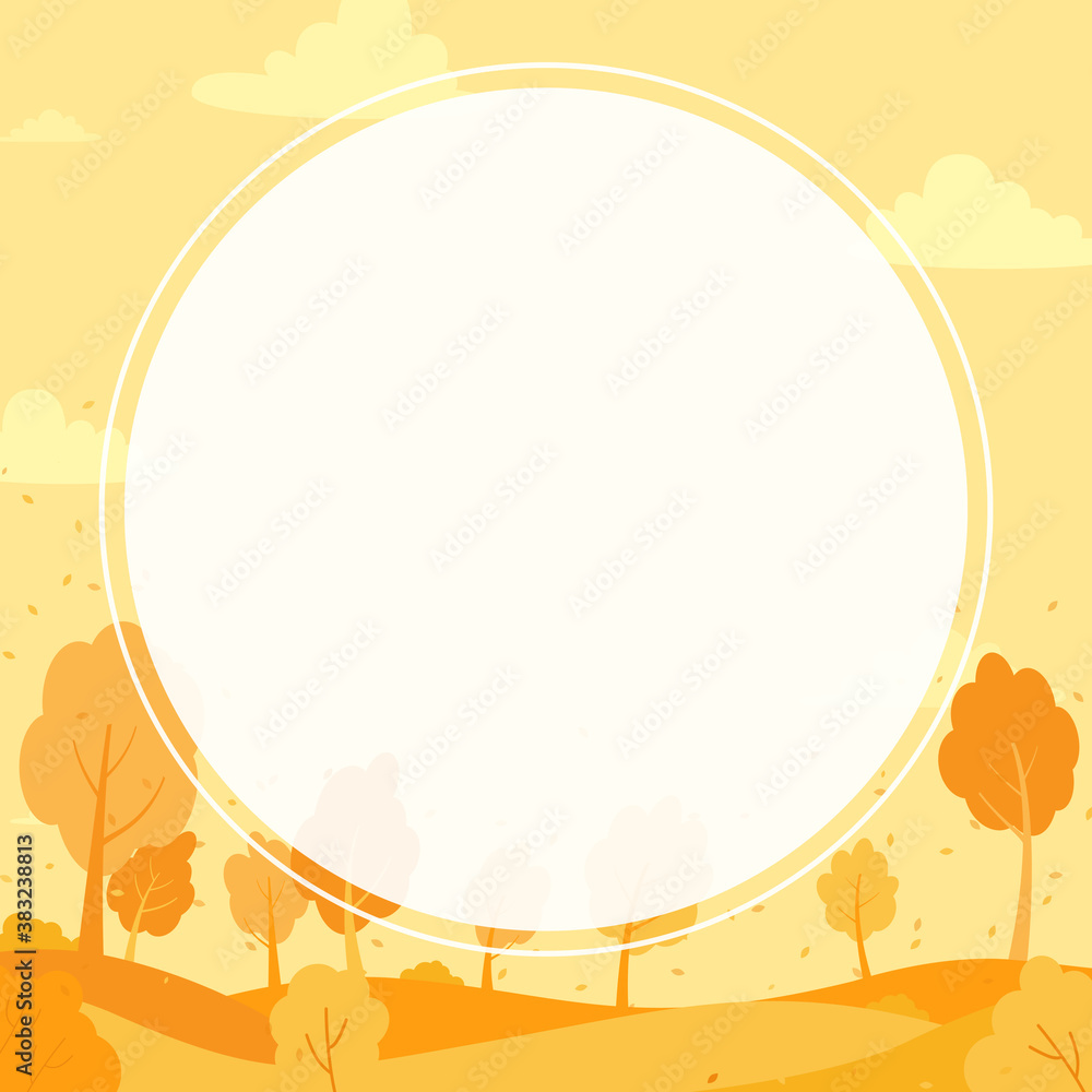 Autumn field with circle paper