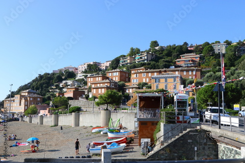 The small port of Arenzano, a tourist town on the western Ligurian Riviera, about 20 kilometers from Genoa.
pleasure boats and local fishermen's fishing boats.