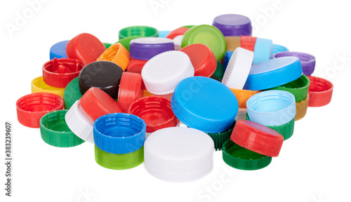 Plastic lids, isolated on white background.