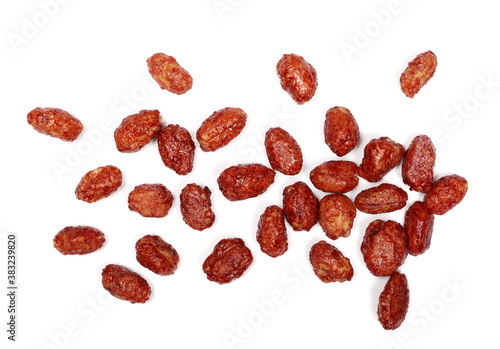 Sugar peanuts pile isolated on white background, top view