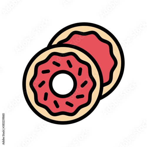 bakery shop icons related baked doughnut or donut vectors with editable stroke,