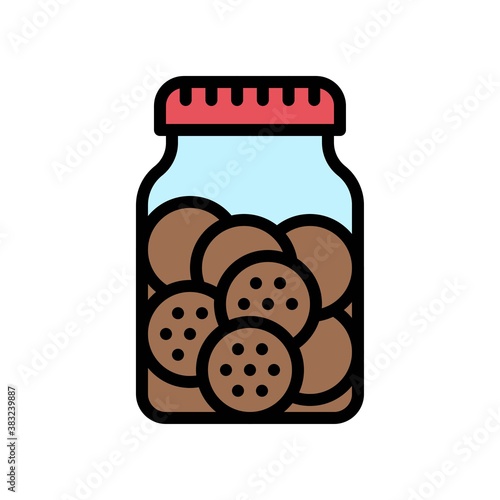 bakery shop icons related baked cockies or biscuits jar vectors with editable stroke,