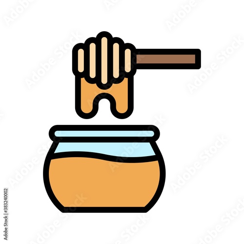 bakery shop icons related honey jar with stick vectors with editable stroke,