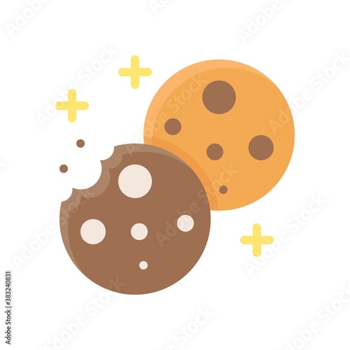 bakery shop icons related baked cockies or biscuits vectors in flat style,