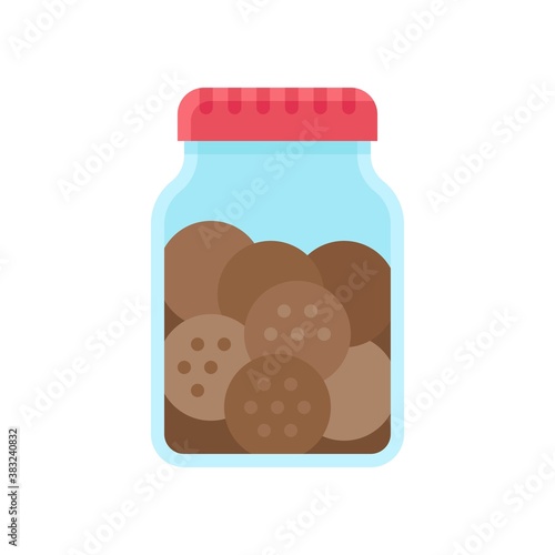 bakery shop icons related baked cockies or biscuits jar vectors in flat style,
