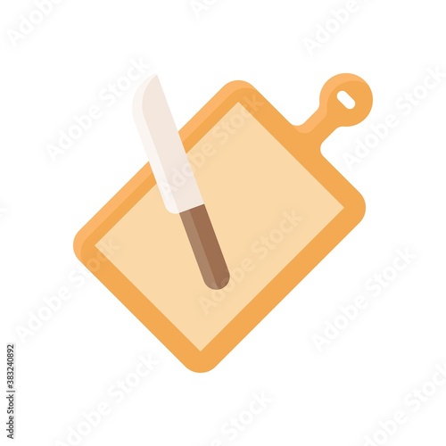 bakery shop icons related chef chopping board with knife vectors in flat style,