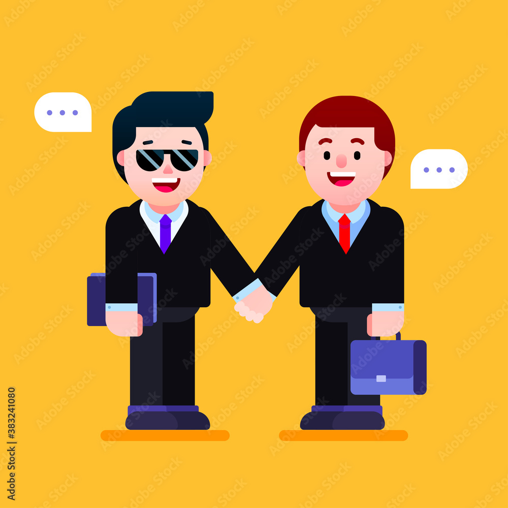 Businessman character handshaking dealing business Businessman character handshaking dealing business