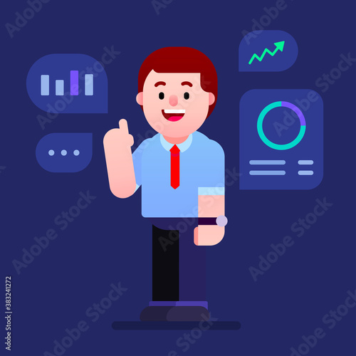 Businessman explaining financial and business data