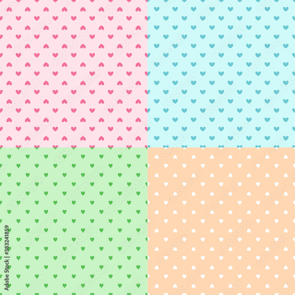 Set. Background with hearts. Seamless wallpaper. Abstract heart texture. Patterns for design. Valentine's Day Set. Background with hearts. Seamless wallpaper. Abstract heart texture. Patterns for design. Valentine's Day