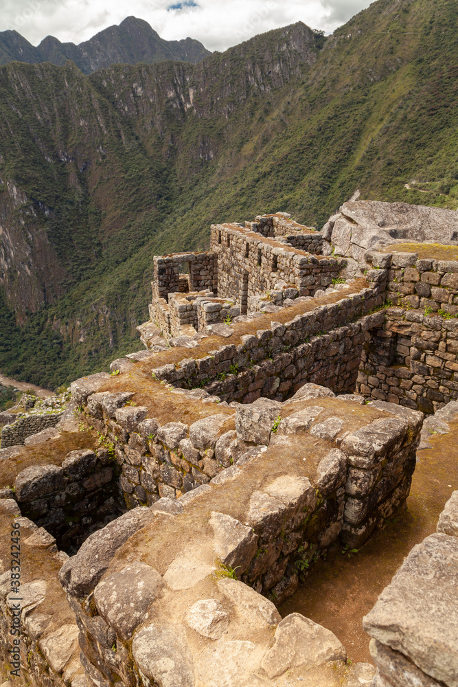Architecture and details of the Inca constructions in Machu Picchu, Peru