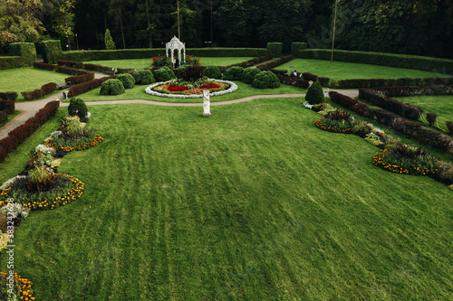 Botanical garden in the city of Minsk. Green garden in English style.Belarus photo