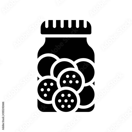 bakery shop icons related baked cockies or biscuits jar vectors in solid design,
