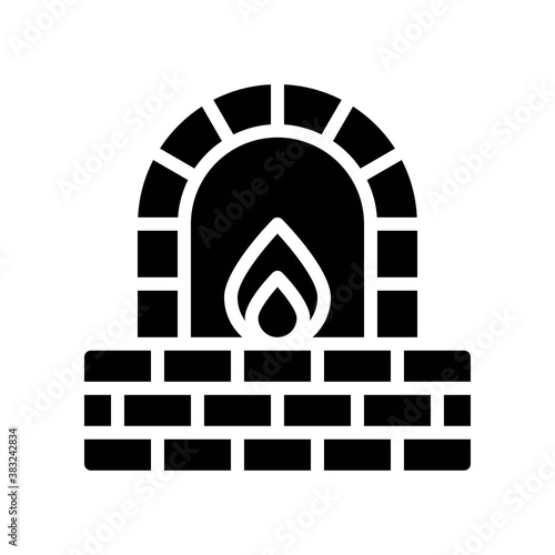 bakery shop icons related stone oven with fire vectors in solid design,
