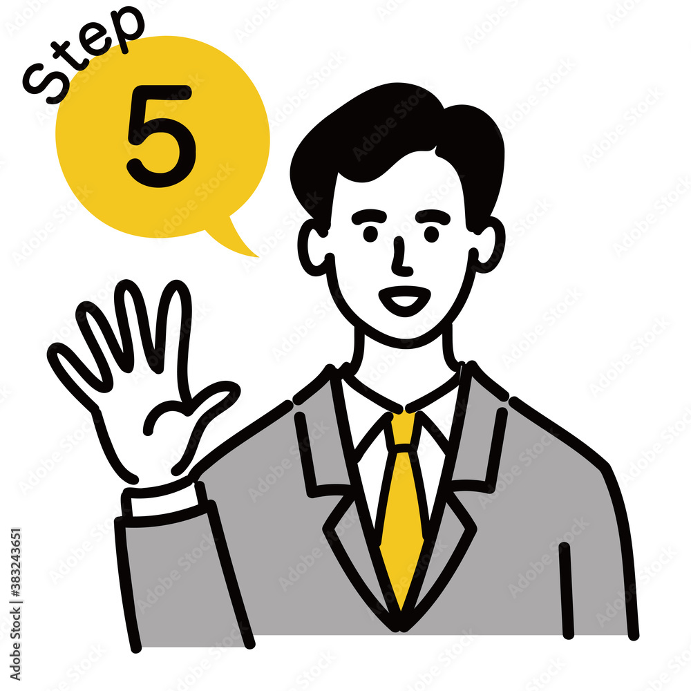 男性　若い　スーツ　ベクター　ポップ　ステップ　5

