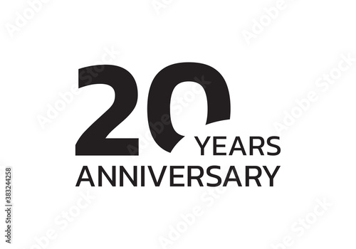 20th anniversary logo. 20 years celebrating icon or badge. Vector illustration.