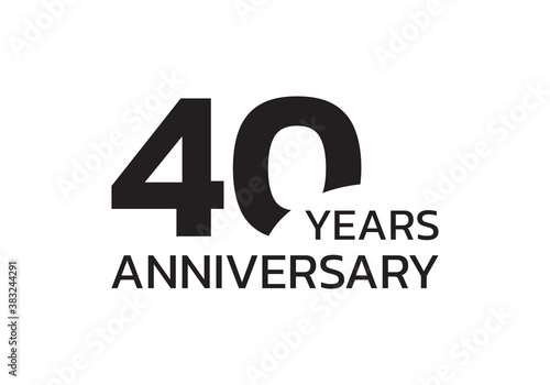 40th anniversary logo. 40 years celebrating icon or badge. Vector illustration.