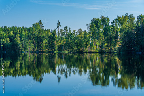 Beautiful summer view across a lake in Sweden