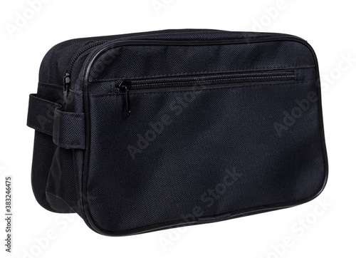 Mens cosmetic bag for hygiene supplies, isolated on white background.