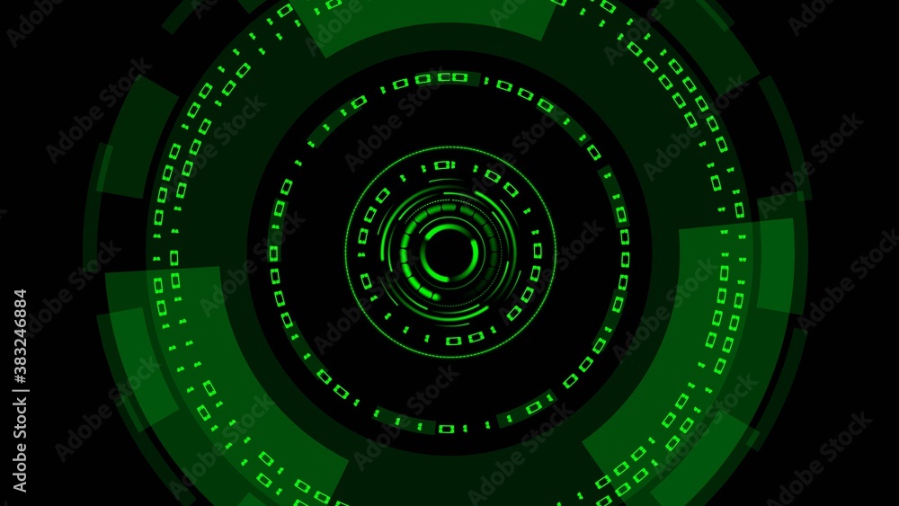 Abstract futuristic background of matrix style binary code built into HUD elements - digital systems technology theme - cyber internet or network concept - 3D illustration Abstract futuristic background of matrix style binary code built into HUD elements - digital systems technology theme - cyber internet or network concept - 3D illustration