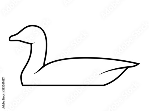 Duck or Goose Silhouette on White Background. Isolated Vector Animal Template for Logo Company, Icon, Symbol etc