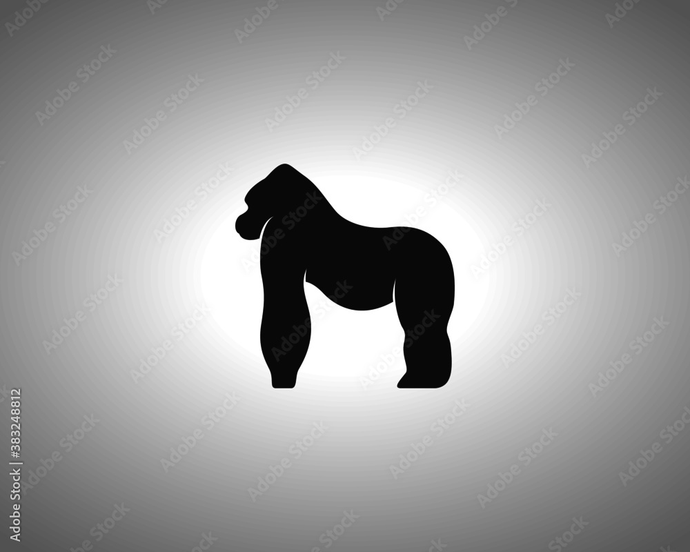 Obraz premium gorilla Silhouette on White Background. Isolated Vector Animal Template for Logo Company, Icon, Symbol etc