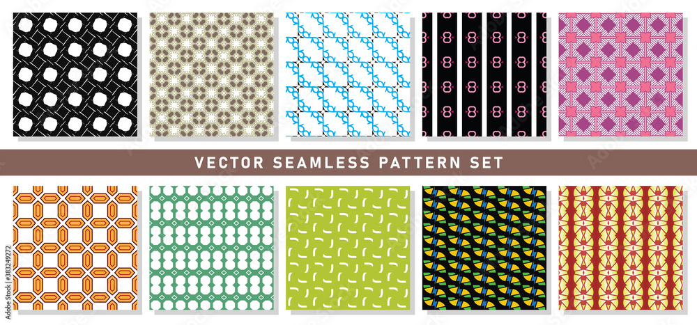 Vector seamless pattern texture background set with geometric shapes Vector seamless pattern texture background set with geometric shapes