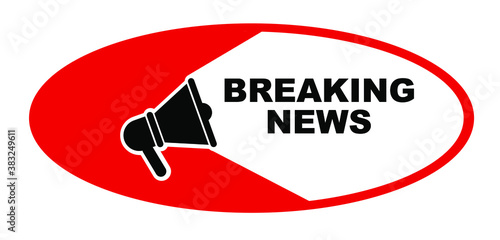 breaking news sign on white background