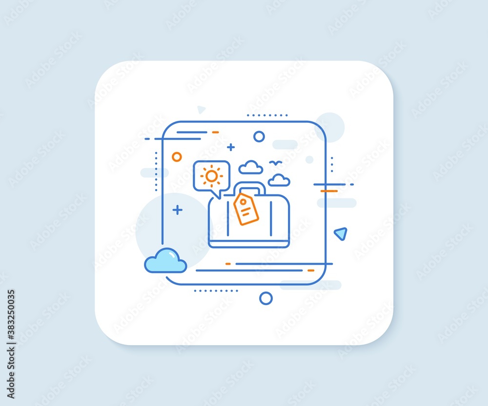 Travel luggage line icon. Abstract square vector button. Trip bag sign. Holidays case symbol. Travel luggage line icon. Quality concept badge. Vector Travel luggage line icon. Abstract square vector button. Trip bag sign. Holidays case symbol. Travel luggage line icon. Quality concept badge. Vector