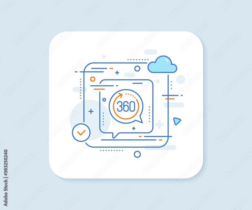 360 degrees line icon. Abstract vector button. VR simulation sign. Panoramic view symbol. 360 degrees line icon. Speech bubble concept. Vector 360 degrees line icon. Abstract vector button. VR simulation sign. Panoramic view symbol. 360 degrees line icon. Speech bubble concept. Vector