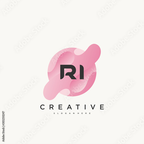 RI Initial Letter Colorful logo icon design template elements Vector
