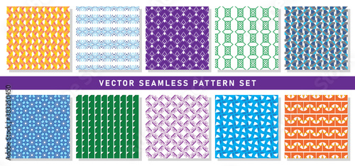 Vector seamless pattern texture background set with geometric shapes