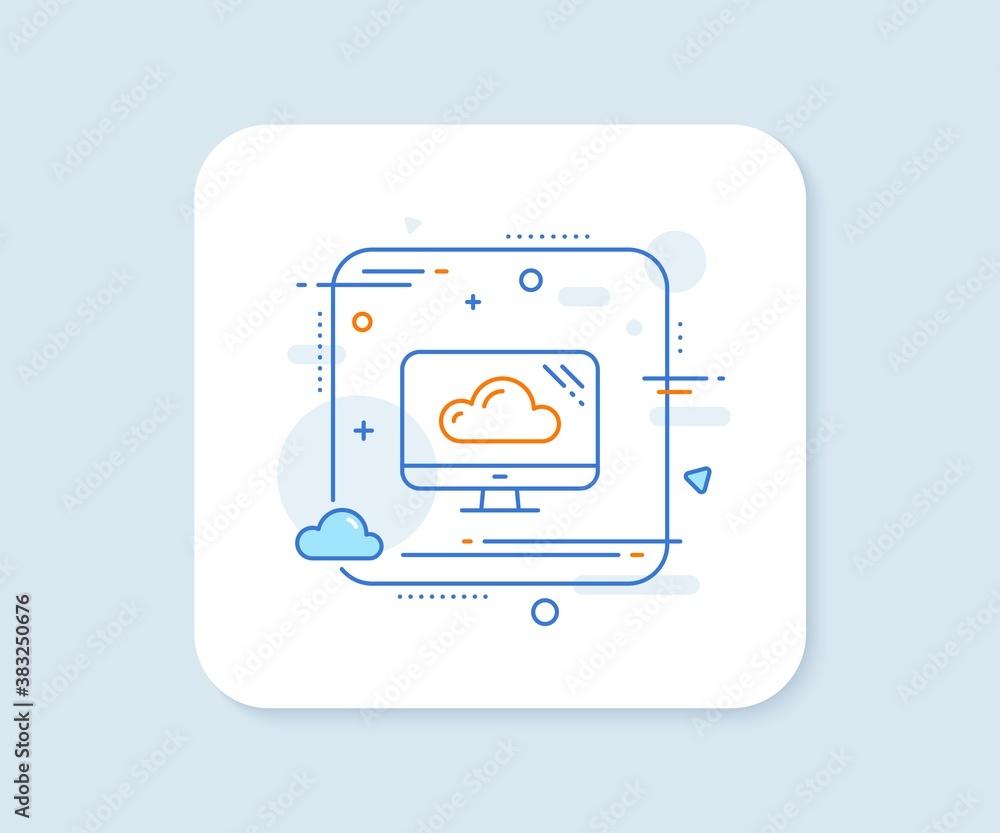Computer line icon. Abstract square vector button. Cloud storage service sign. Monitor symbol. Cloud storage line icon. Quality concept badge. Vector Computer line icon. Abstract square vector button. Cloud storage service sign. Monitor symbol. Cloud storage line icon. Quality concept badge. Vector