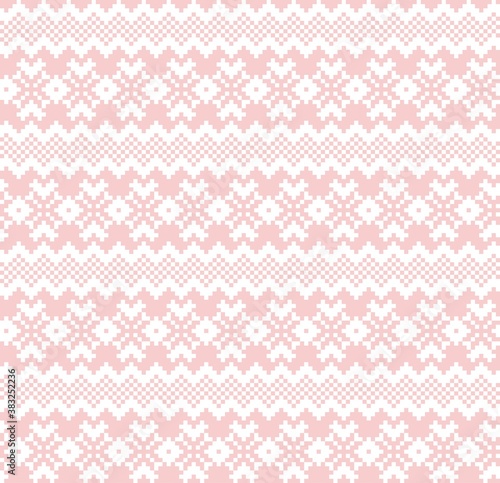 Pink Navy Christmas Fair Isle Seamless Pattern Background
