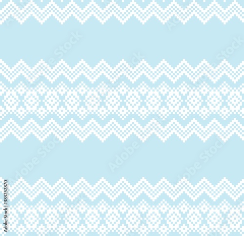 Sky Blue Christmas Fair Isle Seamless Pattern Background