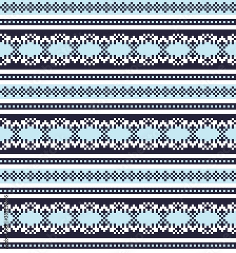 Sky Blue Christmas Fair Isle Seamless Pattern Background