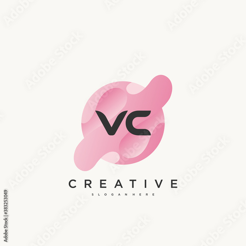 VC Initial Letter Colorful logo icon design template elements Vector
