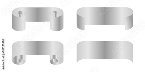 Isolated image of a set of paper scrolls in a gray gradient fill.