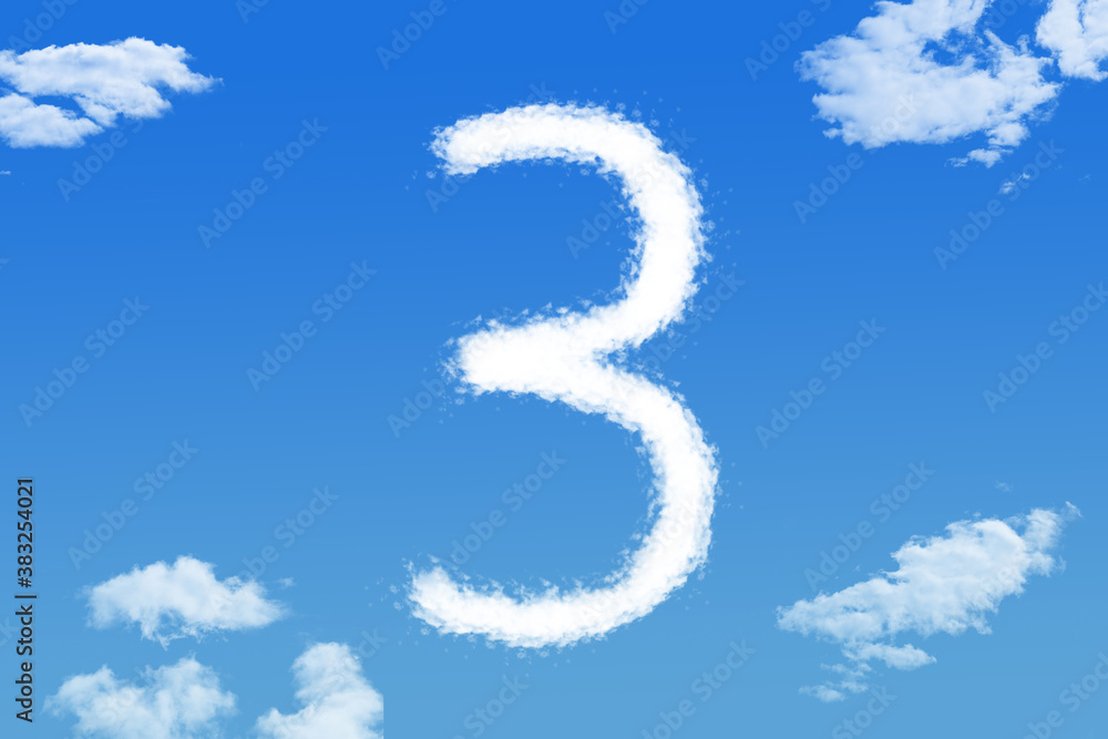 cloud shape of number three on blue sky cloud shape of number three on blue sky