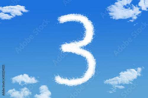 cloud shape of number three on blue sky