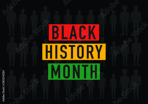 Black History Month vector illustration with figure silhouette background