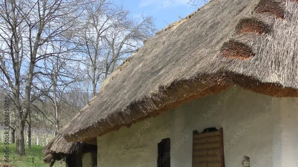 thatched roof, of a wine press house, Heiligenbrunn, Burgenland, Austria thatched roof, of a wine press house, Heiligenbrunn, Burgenland, Austria