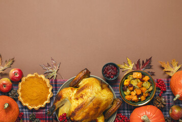 Thanksgiving charity dinner invitation template or mock-up with copy space
