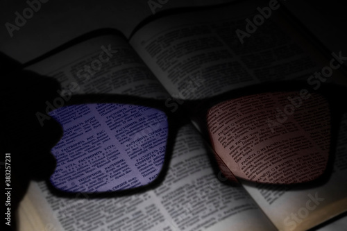 glasses and book